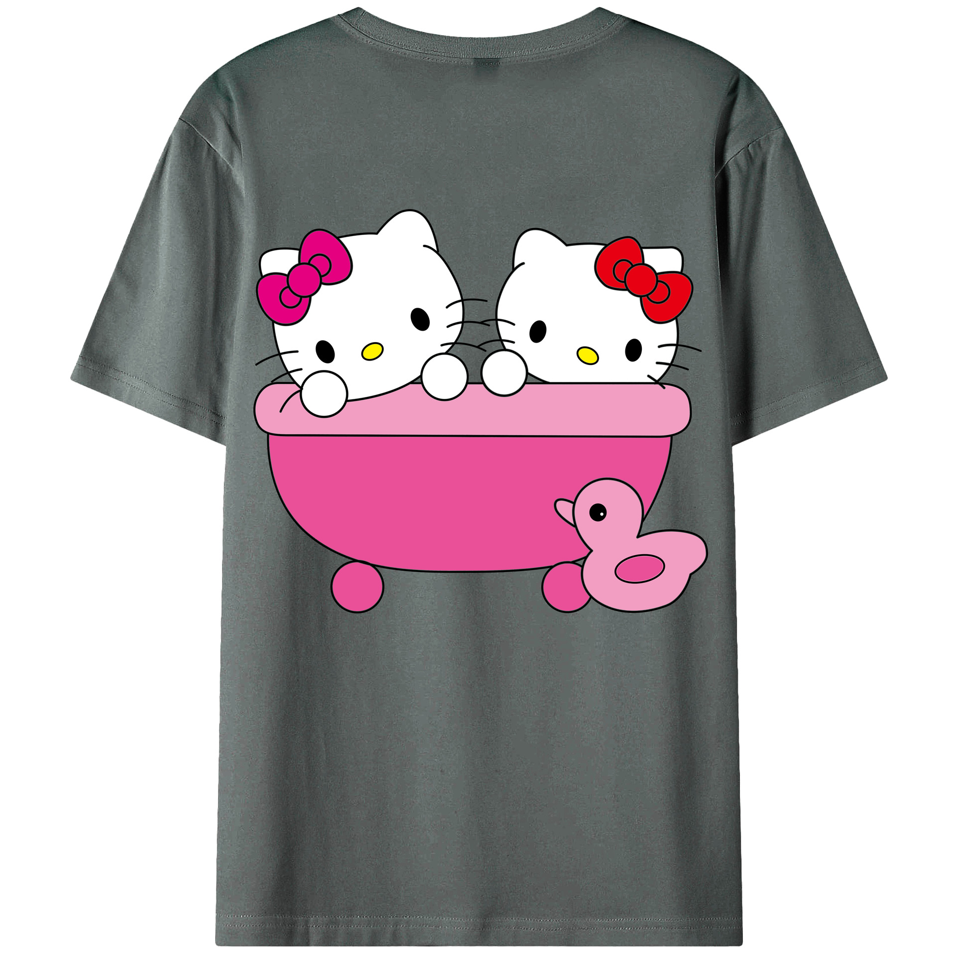 （画像用） Hello Kitty ハローキティ 綿100％ メンズ半袖Tシャツ（バックプリント） 通気性